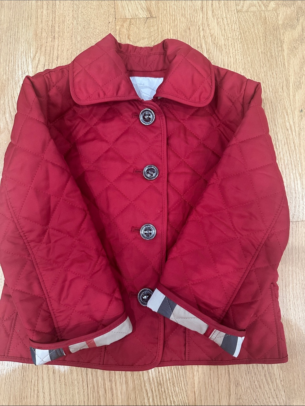 Burberry Kids 2Y Quilted Red Coat - Classic Button Front